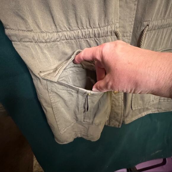 DIVIDED By H&M Utility Jacket Womens Tan Lightweight Utility Army Olive Sz S - Picture 5 of 12